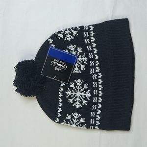 Chapeau Fleece Lined Beanie Hat Black NWT